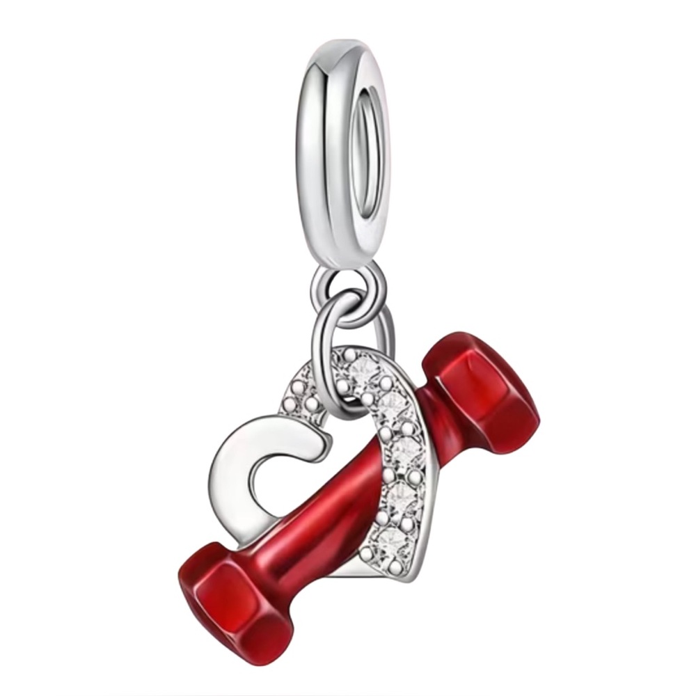 Heart Dumbbell Charm Pandora Style